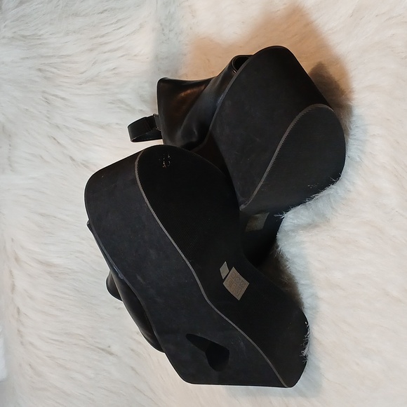 N.Y.L.A. Black Slingback Open Toe Mules Shoes Sz 10 - Picture 9 of 10